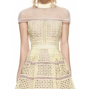 Self-Portrait Crosshatch Panelled Mini Dress